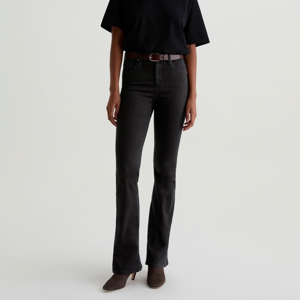 NWT AG Black Farrah Jeans Flare Mid Rise Fit